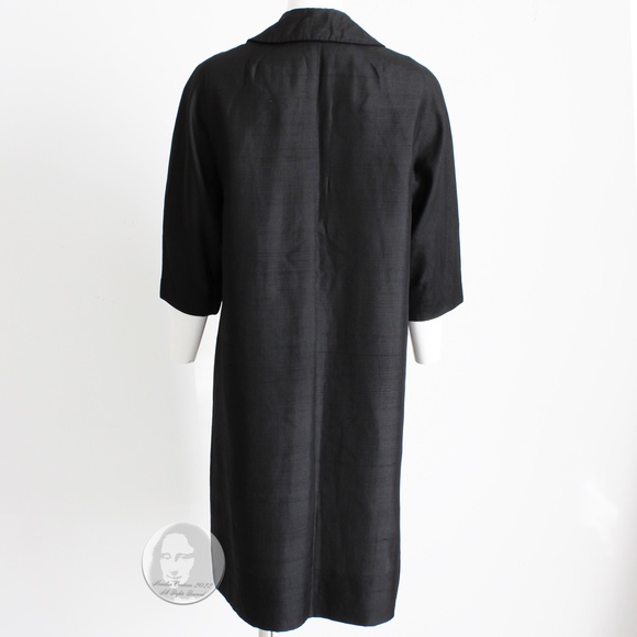 Vintage Opera Coat Black Dupioni Silk by Cari Colette for B. Forman Co 1960s - Picture 3 of 6
